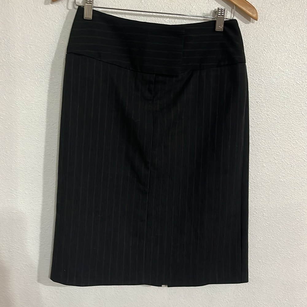 Benetton wide waist skirt midi carrier see measurements for size gray pinstripes